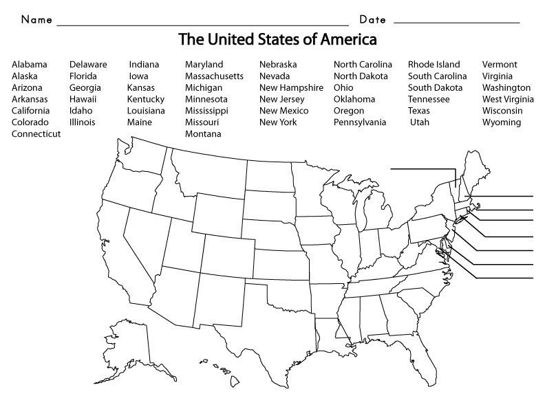 Blank United States Of America Map Worksheet Your Home Teacher