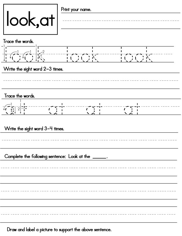 Kindergarten Sight Word Worksheets Sight Words Reading Writing