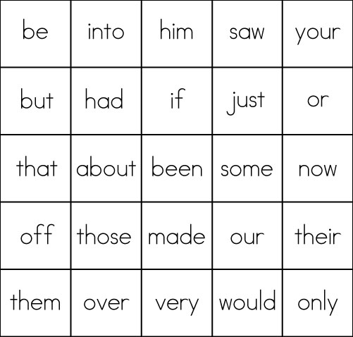 Sight Words Level 2 Bingo-Spiel