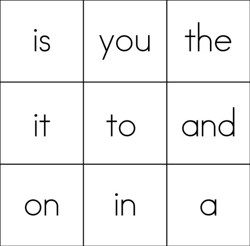 Sight Word Bingo Card #3 (9 Sight Words) - Sight Words, Reading