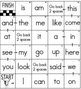 kindergarten sight word game free printable