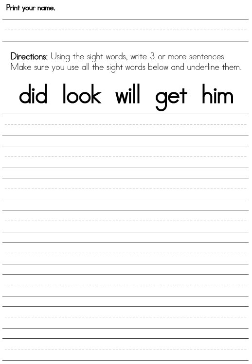 sight word worksheet 3