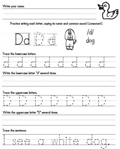 handwriting worksheet Dd