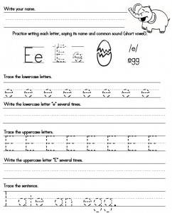 handwriting worksheet Ee