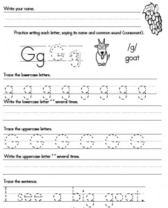 handwriting worksheet Gg