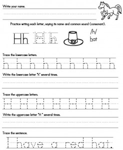 handwriting worksheet Hh