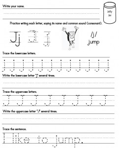 handwriting worksheet Jj