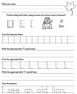 handwriting worksheet Ll