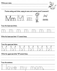 handwriting worksheet Mm