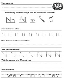 handwriting worksheet Nn