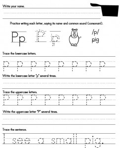 handwriting worksheet Pp