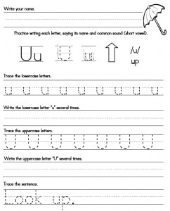 handwriting worksheet Uu