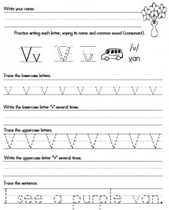 handwriting worksheet Vv