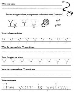 Handwriting Worksheet Yy