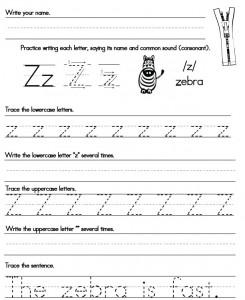 Handwriting Worksheet Zz