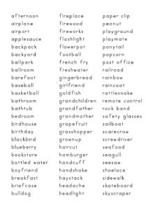 Compound Word List page 1