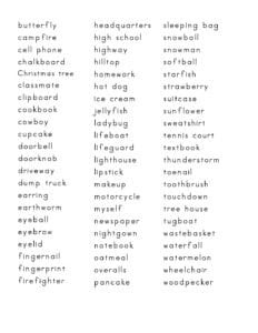 Compound Word List Page 2