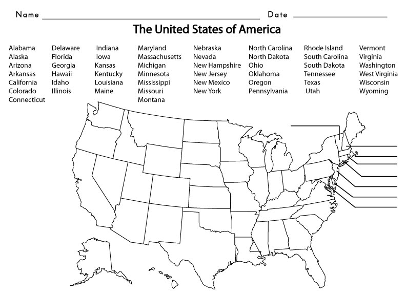 USA States Sight Words Reading Writing Spelling 