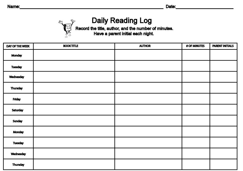 Printable Reading Log For Elementary Grades Sight Words Reading Writing Spelling Worksheets