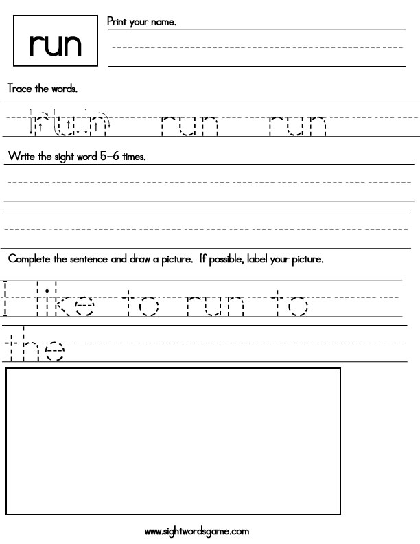 Sight-words-worksheet---run