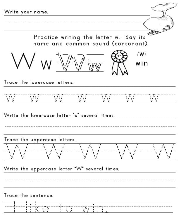 The Letter W  Sight Words, Reading, Writing, Spelling & Worksheets