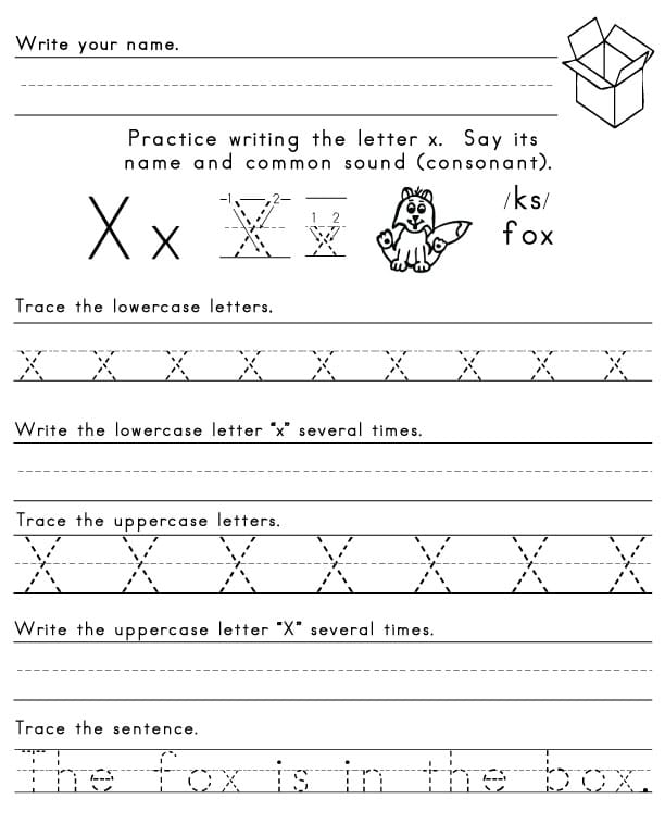 the letter x sight words reading writing spelling worksheets