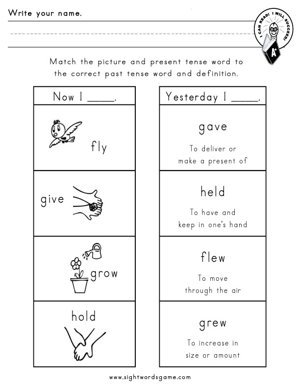 Irregular Verbs Worksheet 1st Grade