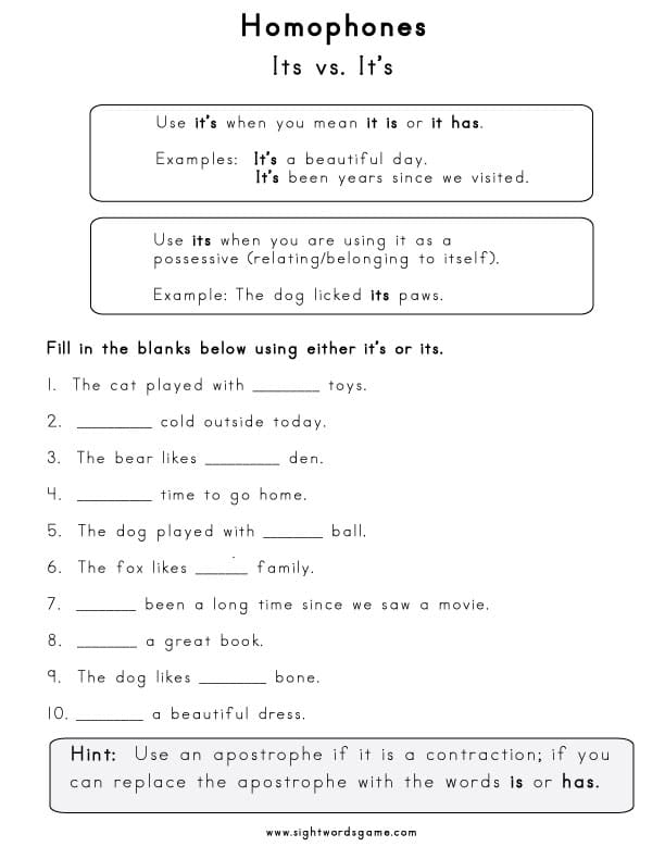 Homophones Sight Words Reading Writing Spelling Worksheets