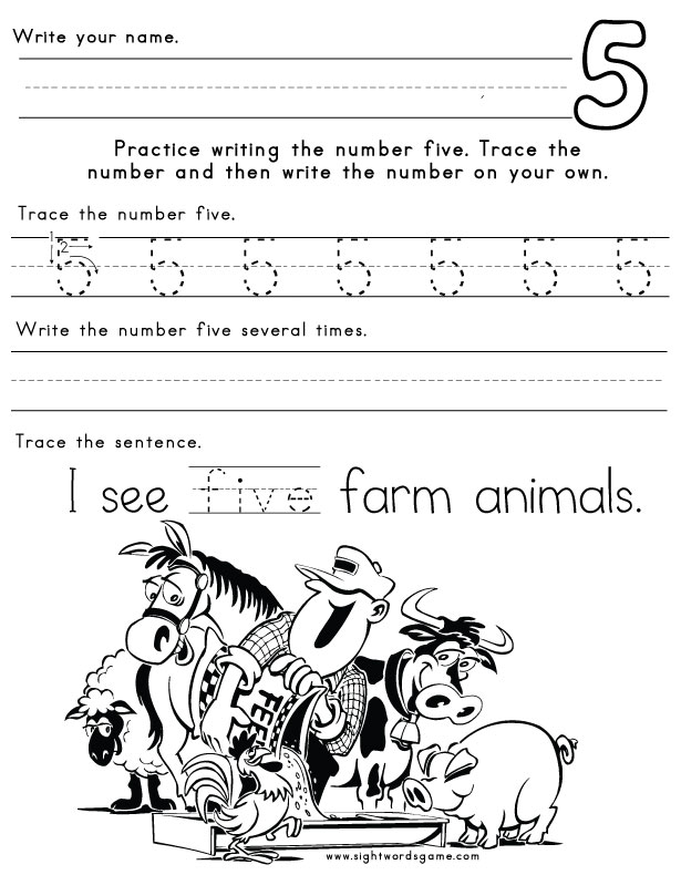 Number-Five-Worksheet-1