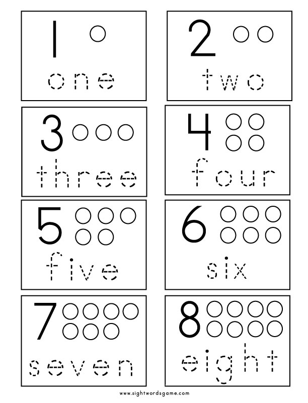 Number Flashcards 1 - Number Worksheet For Kindergarten