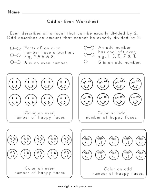 Even And Odd Numbers Chart For 2nd Grade