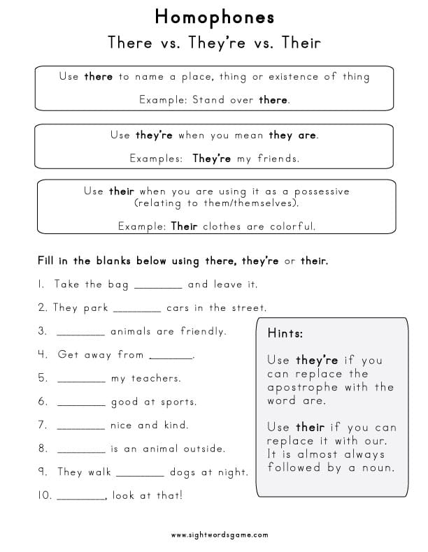 Homophones We Provide A List Of Common Homophones And Worksheets