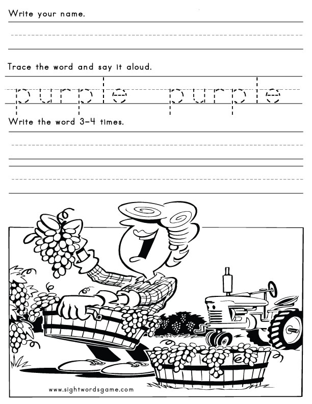 Color Worksheets - Sight Words, Reading, Writing, Spelling & Worksheets