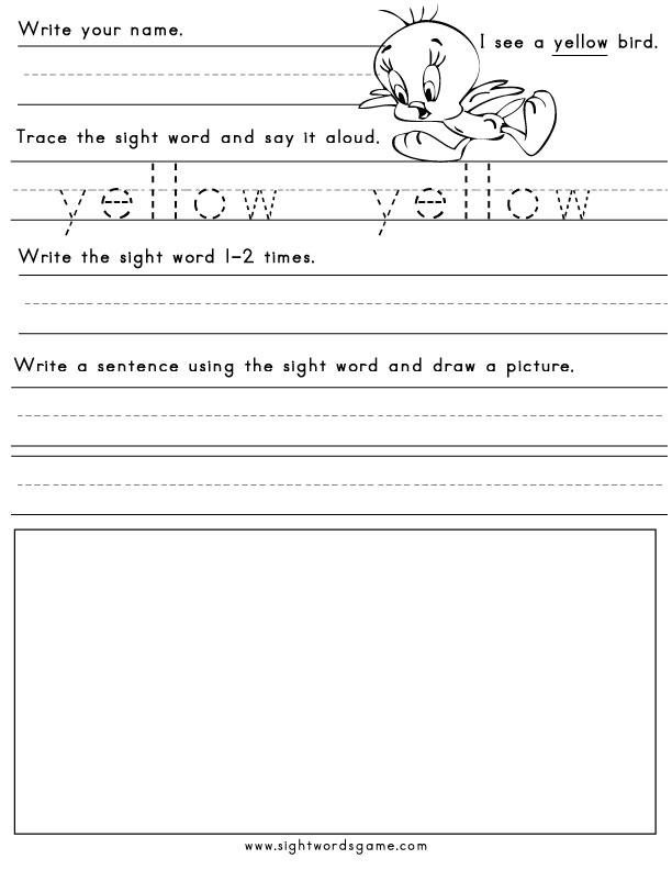 Color Worksheets - Sight Words, Reading, Writing, Spelling & Worksheets