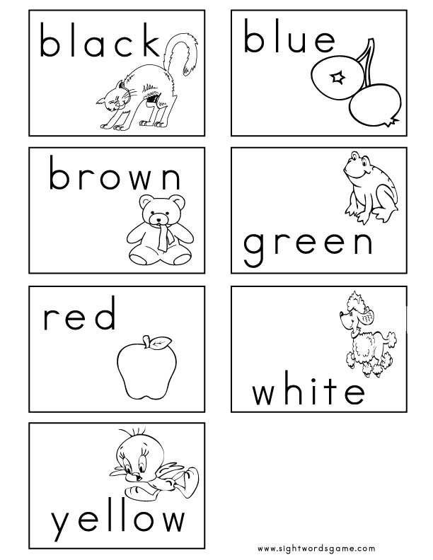 Color Worksheets - Sight Words, Reading, Writing, Spelling & Worksheets
