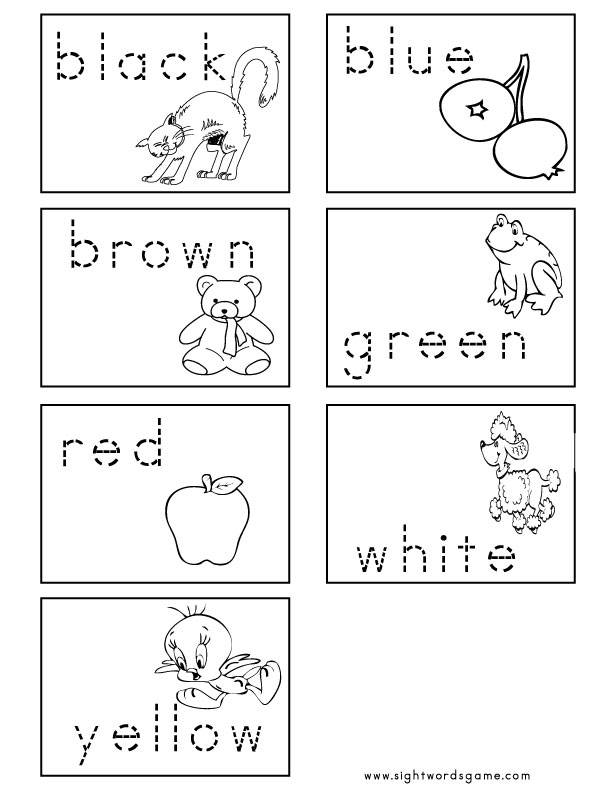 Color By Word Worksheets For Kindergarten Mark Setape2010