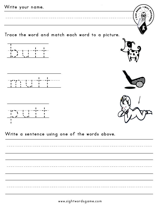 -UTT Word Family - Sight Words, Reading, Writing, Spelling & Worksheets