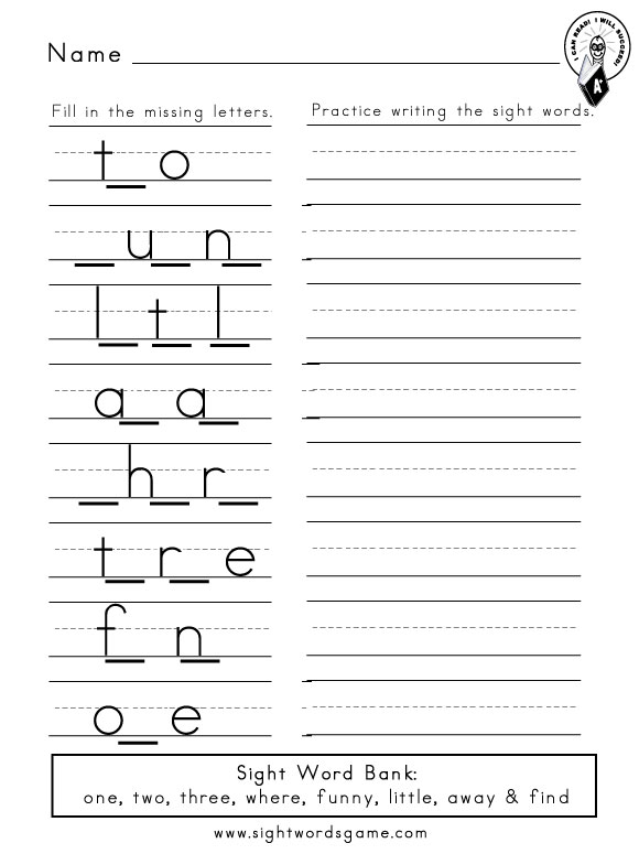 Dolch Sight Word Worksheets