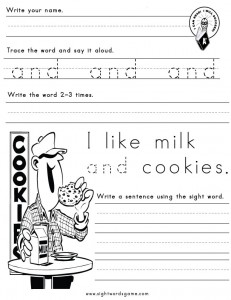 sight word worksheet- and