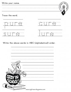 -URE Word Family - Sight Words, Reading, Writing, Spelling & Worksheets